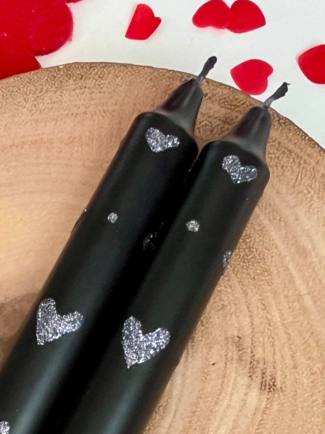 Dot Home Aroma Dip dye candles BLACK/SILVER Dip Dye Taper Candle With Glitter Heart