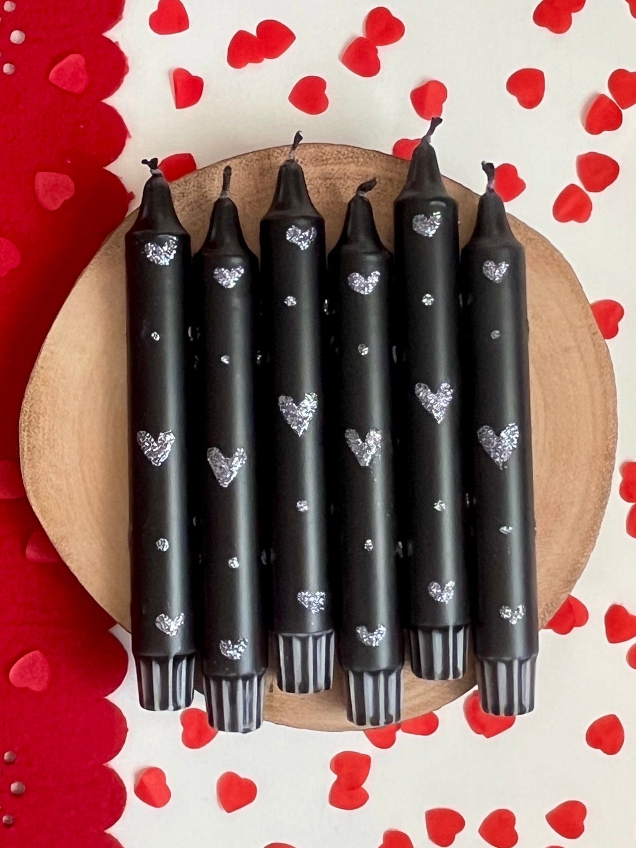 Dot Home Aroma Dip dye candles BLACK/SILVER Dip Dye Taper Candle With Glitter Heart