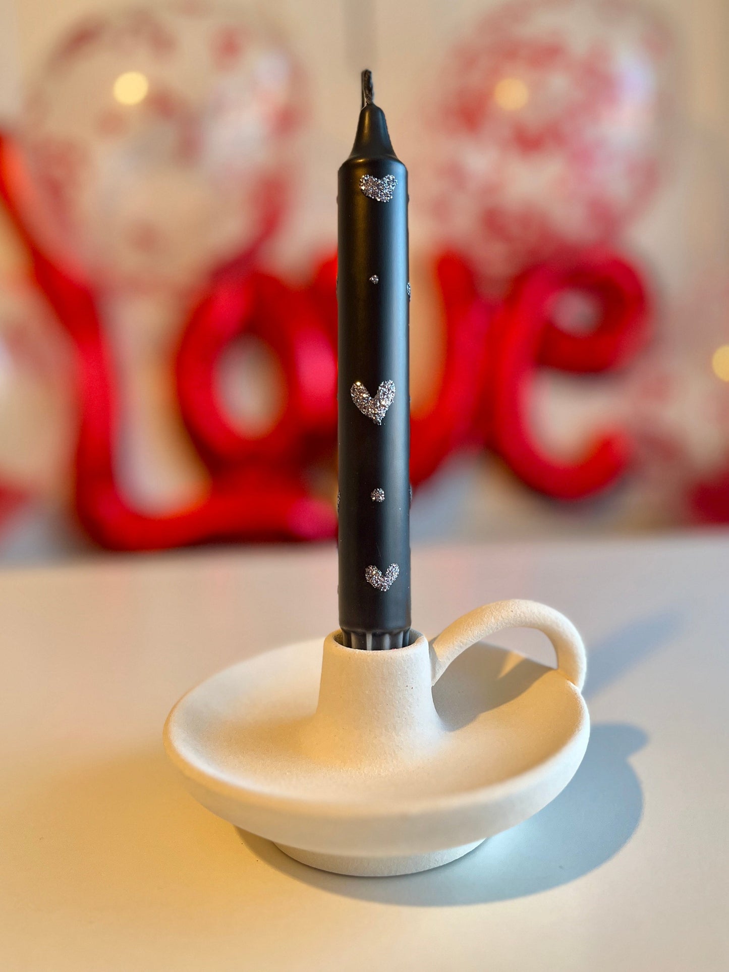 Dot Home Aroma Dip dye candles BLACK/SILVER Dip Dye Taper Candle With Glitter Heart