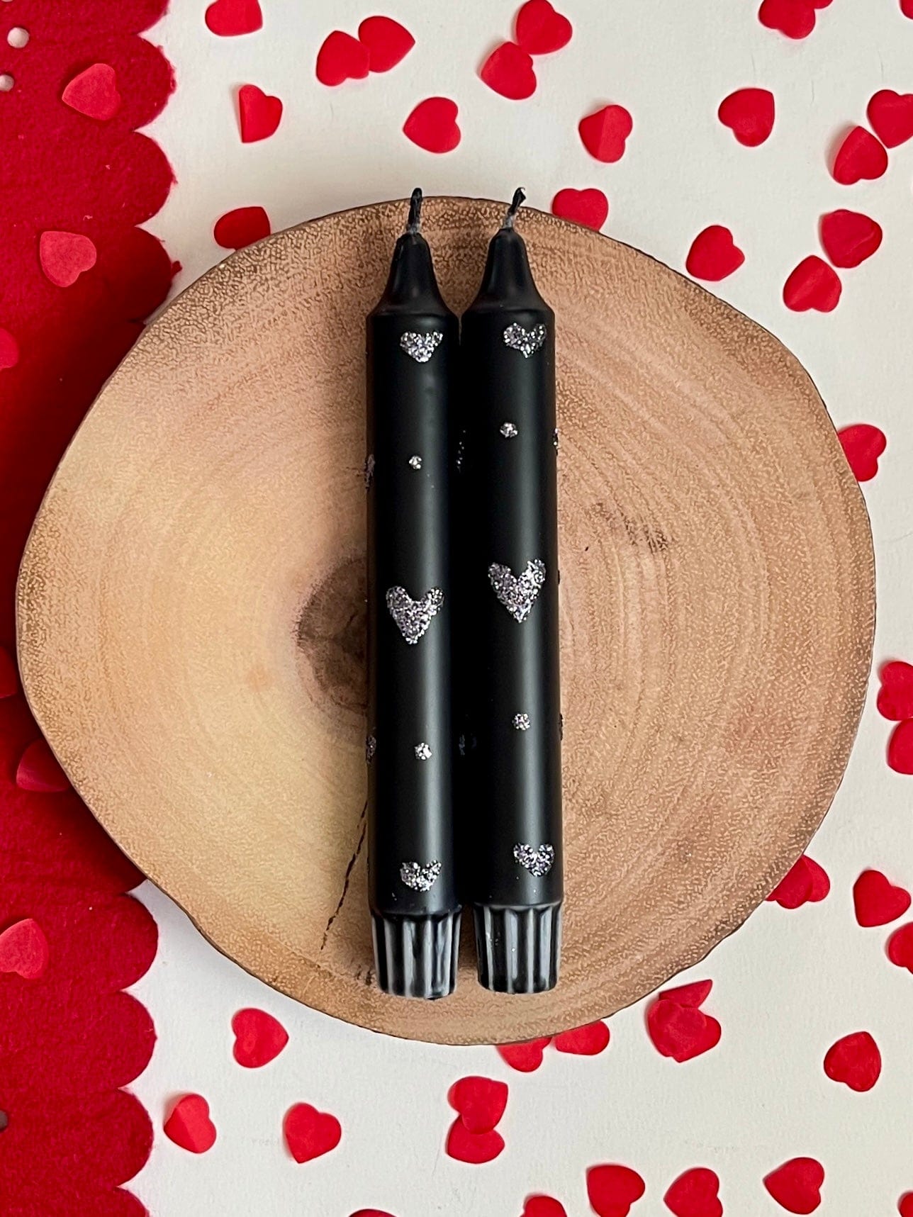 Dot Home Aroma Dip dye candles BLACK/SILVER Dip Dye Taper Candle With Glitter Heart