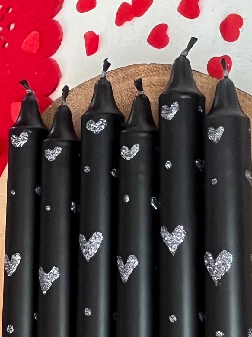 Dot Home Aroma Dip dye candles BLACK/SILVER Dip Dye Taper Candle With Glitter Heart