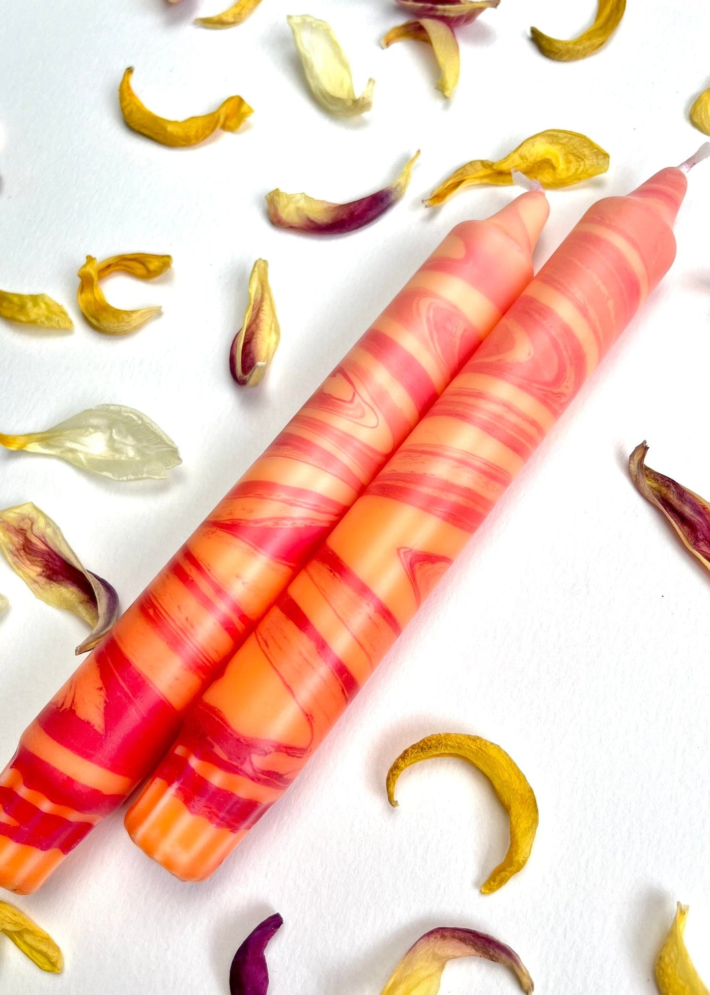 Dot Home Aroma Marble candles MIAMI SUNSET-Marble Effect Taper Candles set of 2