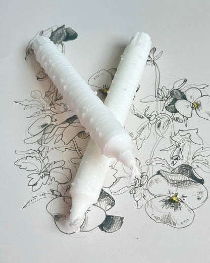 Dot Home Aroma Classic Colours Candles WHITE ELEGANCE - Textured Taper Candle Duo