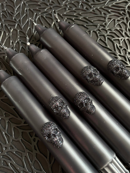 Dot Home Aroma Dip dye candles BLACK Dip Dye Taper Candle With Glitter Skull