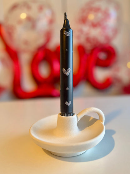 Dot Home Aroma Dip dye candles BLACK/SILVER Dip Dye Taper Candle With Glitter Heart