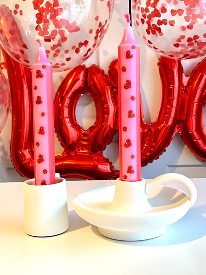 Dot Home Aroma Dip dye candles RED/PINK Dip Dye Taper Candle With Glitter Heart