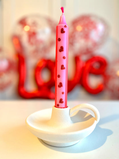 Dot Home Aroma Dip dye candles RED/PINK Dip Dye Taper Candle With Glitter Heart