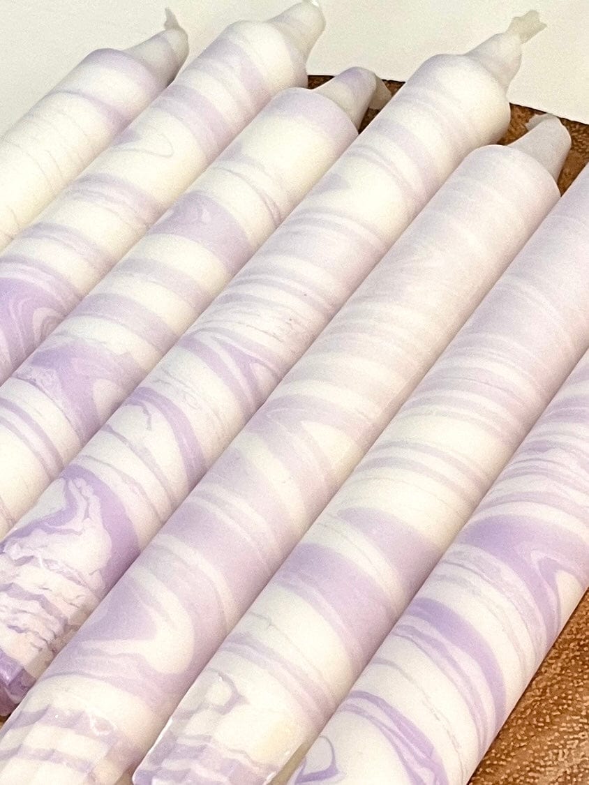 Dot Home Aroma Marble candles LILAC MIST - Marble Effect Taper Candles set of 2