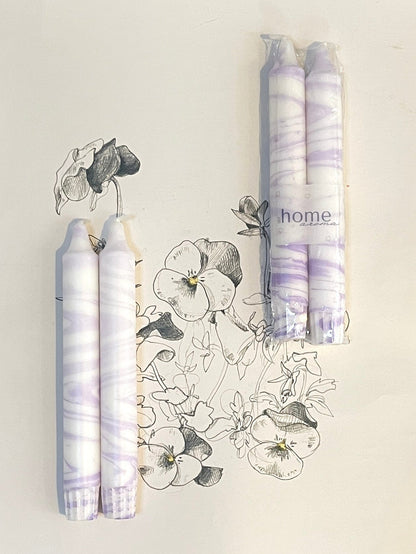 Dot Home Aroma Marble candles LILAC MIST - Marble Effect Taper Candles set of 2