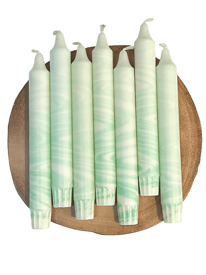 Dot Home Aroma Marble candles MINT CREAM -Marble Effect Taper Candles set of 2